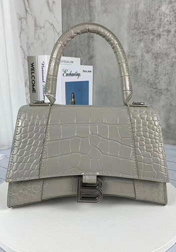 Bonnie Croc Leather Shoulder Bag Grey