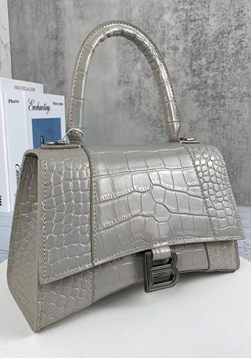 Bonnie Croc Leather Shoulder Bag Grey