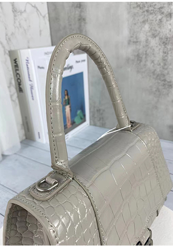 Bonnie Croc Leather Shoulder Bag Grey