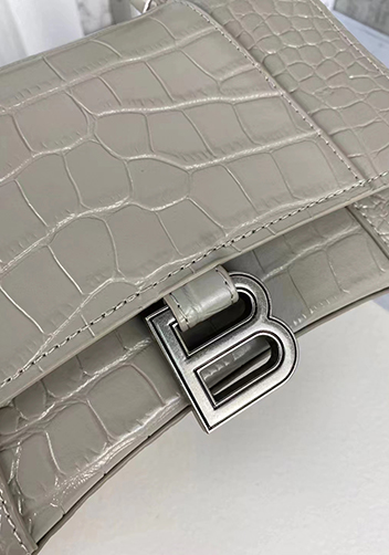 Bonnie Croc Leather Shoulder Bag Grey