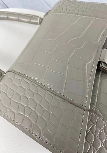 Bonnie Croc Leather Shoulder Bag Grey