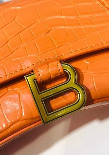 Bonnie Croc Leather Shoulder Bag Orange