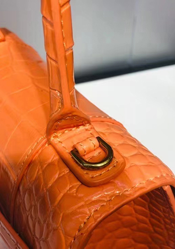 Bonnie Croc Leather Shoulder Bag Orange