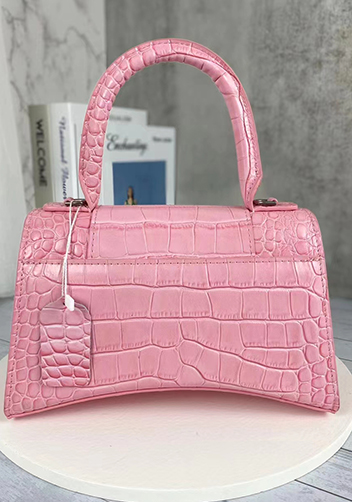 Bonnie Croc Leather Shoulder Bag Pink