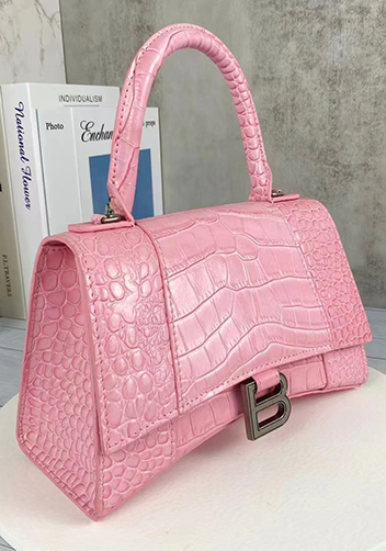 Bonnie Croc Leather Shoulder Bag Pink