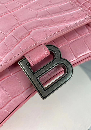 Bonnie Croc Leather Shoulder Bag Pink