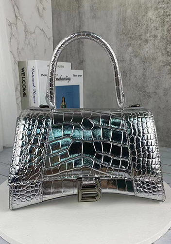 Bonnie Croc Leather Shoulder Bag Sliver