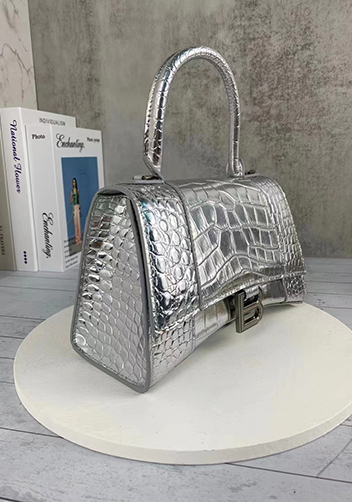 Bonnie Croc Leather Shoulder Bag Sliver