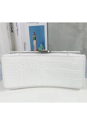 Bonnie Croc Leather Shoulder Bag White