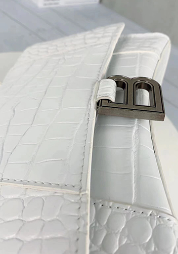 Bonnie Croc Leather Shoulder Bag White