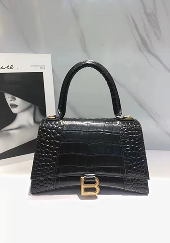 Bonnie Croc Leather Shoulder Mini Bag Black