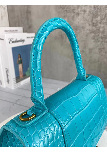 Bonnie Croc Leather Shoulder Mini Bag Blue