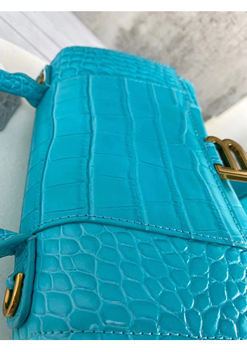 Bonnie Croc Leather Shoulder Mini Bag Blue