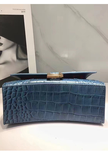 Bonnie Croc Leather Shoulder Mini Bag Blue Grey