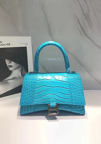 Bonnie Croc Leather Shoulder Mini Bag Bright Blue