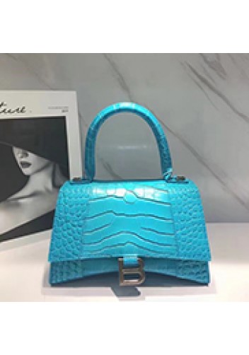 Bonnie Croc Leather Shoulder Mini Bag Bright Blue