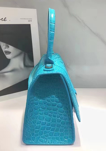 Bonnie Croc Leather Shoulder Mini Bag Bright Blue