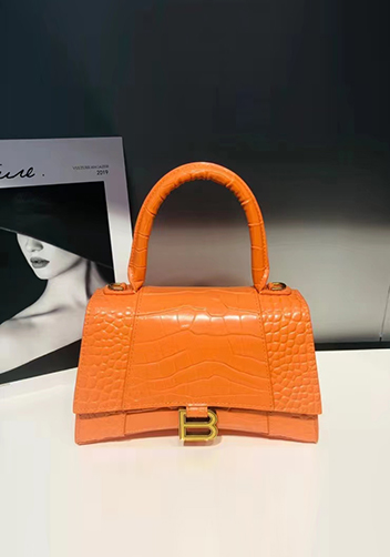 Bonnie Croc Leather Shoulder Mini Bag Orange