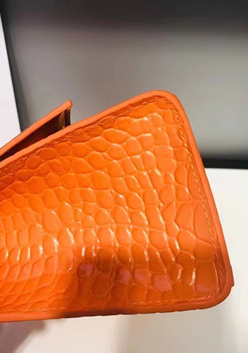 Bonnie Croc Leather Shoulder Mini Bag Orange