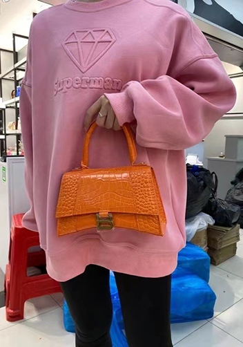 Bonnie Croc Leather Shoulder Mini Bag Orange