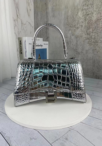 Bonnie Croc Leather Shoulder Mini Bag Sliver