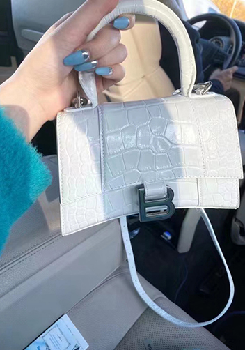 Bonnie Croc Leather Shoulder Mini Bag White