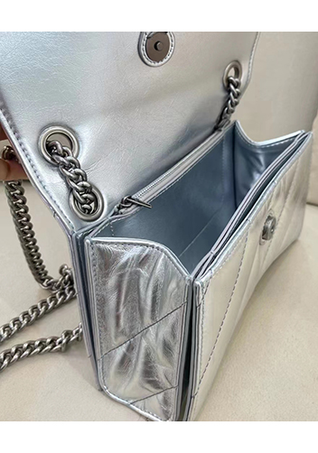 Bonnie Leather Small Chain Shoulder Bag Silver