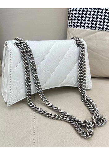 Bonnie Leather Small Chain Shoulder Bag White