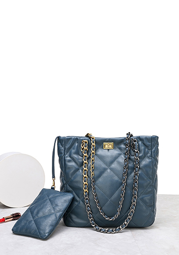 Adele Lilia Shoulder Bag Rectangular Hardware Blue