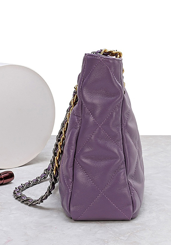 Adele Lilia Shoulder Tote Bag Rectangular Hardware Purple