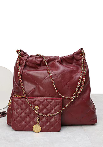 Adela Small Sheepskin Handbag Burgundy