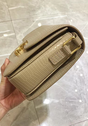 Yuga Lizard Leather Bag Beige