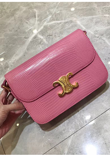 Yuga Lizard Leather Bag Cherry Pink