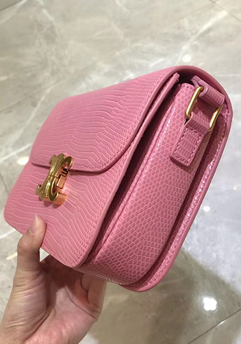 Yuga Lizard Leather Bag Cherry Pink