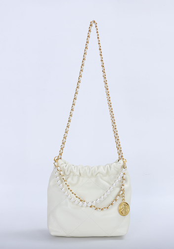 Adela Small Leather Handbag Pearl Cream