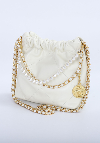 Adela Small Leather Handbag Pearl Cream