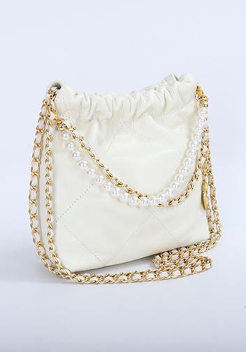 Adela Small Leather Handbag Pearl Cream