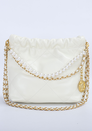 Adela Small Leather Handbag Pearl Cream