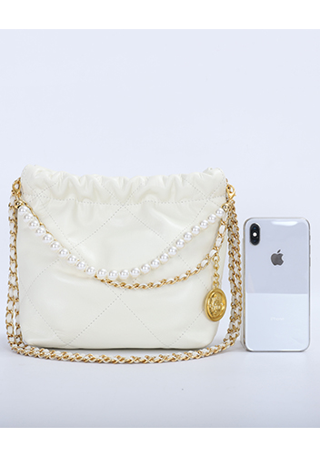 Adela Small Leather Handbag Pearl Cream