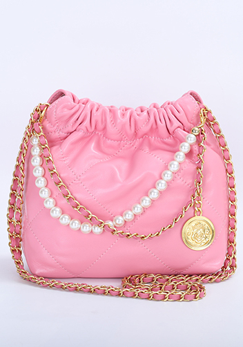 Adela Small Leather Handbag Pearl Pink