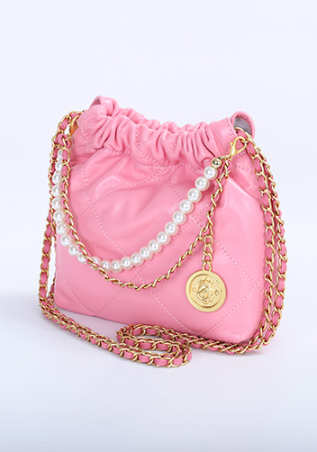 Adela Small Leather Handbag Pearl Pink