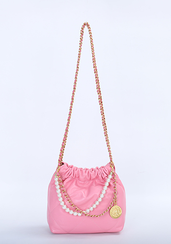 Adela Small Leather Handbag Pearl Pink