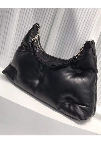 Maggie Leather Medium Shoulder Hobo Bag Black