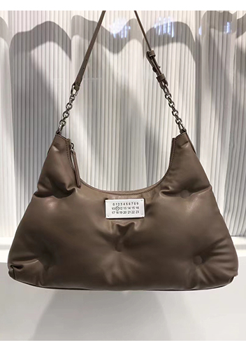 Maggie Leather Medium Shoulder Hobo Bag Grey