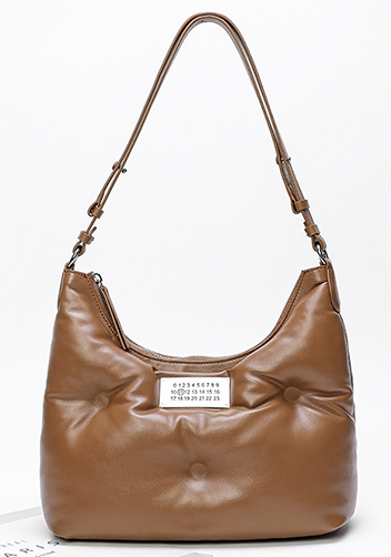 Maggie Leather Shoulder Hobo Bag Brown