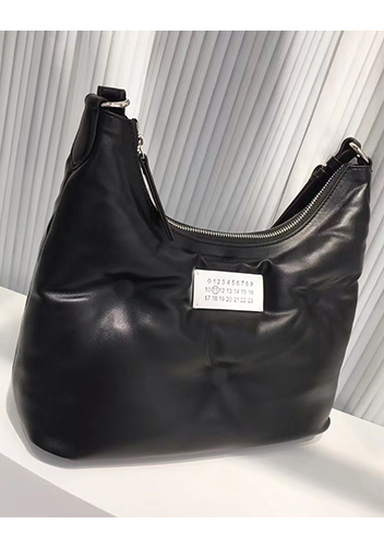 Maggie Leather Shoulder Hobo Bag Black