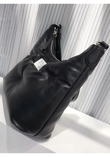 Maggie Leather Shoulder Hobo Bag Black