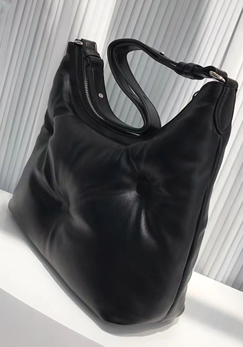 Maggie Leather Shoulder Hobo Bag Black