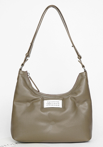 Maggie Leather Shoulder Hobo Bag Grey