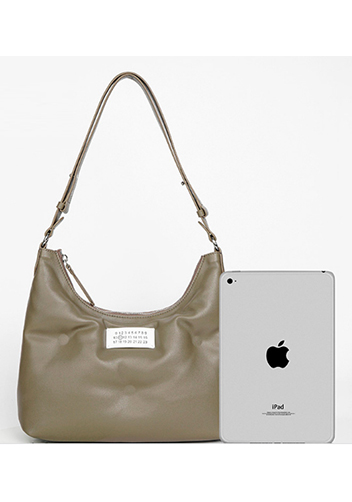 Maggie Leather Shoulder Hobo Bag Grey